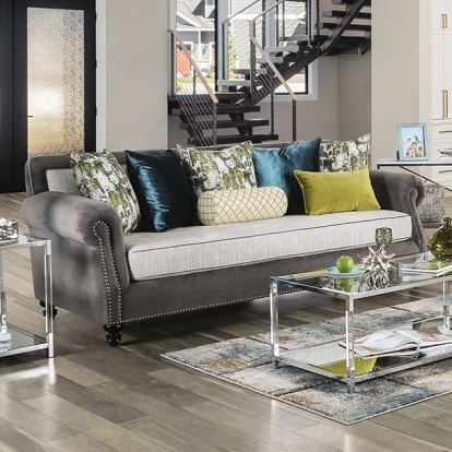 Furniture Of America Mariella Transitional Gray/Beige/Teal/Olive Sofa Model SM2286-SF