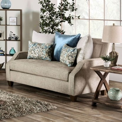 Furniture Of America Catarina Transitional Chenille, Solid Wood, Others Beige/Teal Loveseat | SM2287-LV