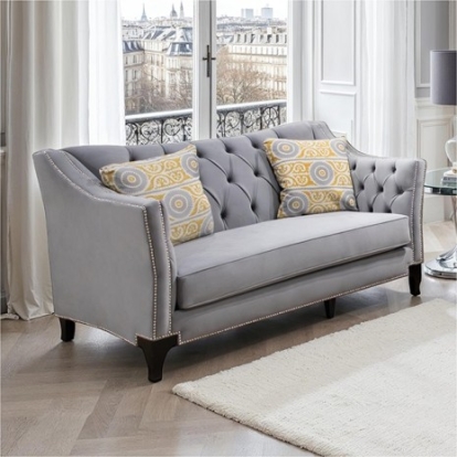 Furniture Of America Wilmette Transitional Fabric, Foam, Solid Wood Gray Loveseat | SM2296GY-LV