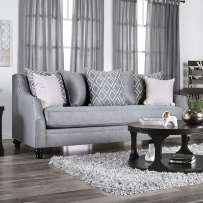 Furniture Of America Nefyn Transitional Burlap Weave, Solid Wood, Others Gray Sofa | SM2670-SF