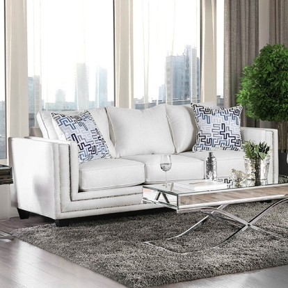 Furniture Of America Ilse Contemporary Off-White-Blue Sofa Model SM2675-SF