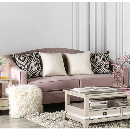 Furniture Of America Campana Transitional Blush Pink Sofa Model SM2682-SF