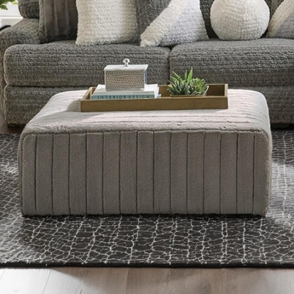 Furniture Of America Elmhurst Contemporary Fabric, Foam, Solid Wood, Others Charcoal Ottoman | SM5105-OT