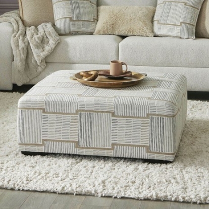 Furniture Of America Cochrane Contemporary Chenille, Solid Wood Beige Ottoman | SM5120-OT