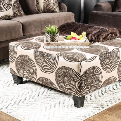 Furniture Of America Bonaventura Transitional Brown-Pattern Ottoman Model SM5142BR-OT