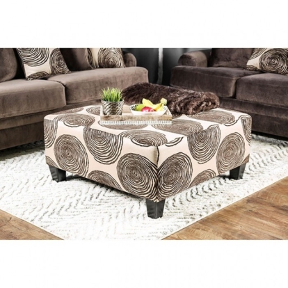 Furniture Of America Bonaventura Transitional Brown-Pattern Ottoman Model SM5142BR-OT
