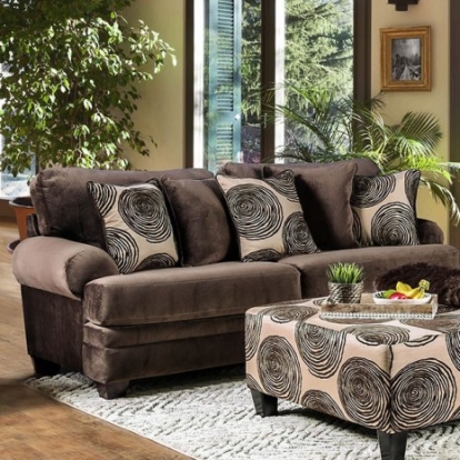 Furniture Of America Bonaventura Transitional Fabric, Solid Wood Brown Sofa | SM5142BR-SF