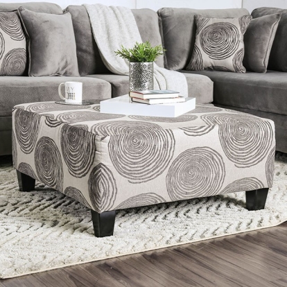 Furniture Of America Bonaventura Transitional Gray-Pattern Ottoman Model SM5142GY-OT