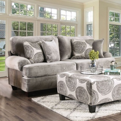 Furniture Of America Bonaventura Transitional Fabric, Solid Wood Gray/Pattern Sofa | SM5142GY-SF