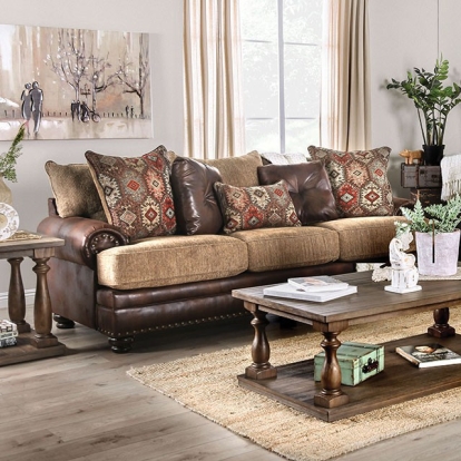 Furniture Of America Fletcher Transitional Brown-Tan Sofa Model SM5148-SF