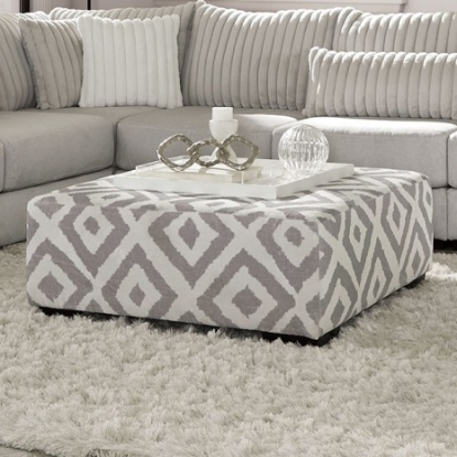 Furniture Of America Hermiston Transitional Chenille, Solid Wood, Others Gray Ottoman | SM5171-OT