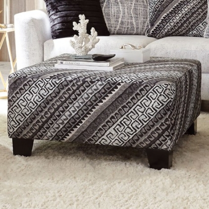Furniture Of America Eimear Transitional Suede, Solid Wood Off-White/Black Ottoman | SM5173-OT