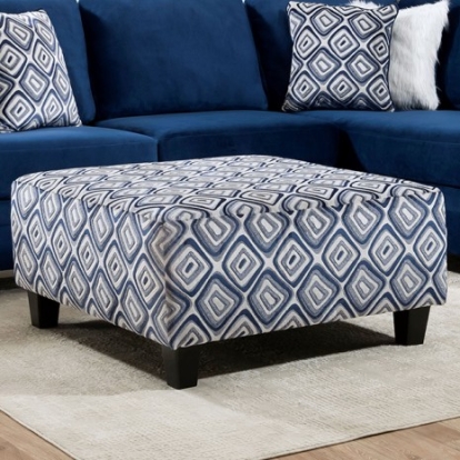 Furniture Of America Waldport Transitional Microfiber, Solid Wood, Others Navy Ottoman | SM5175-OT