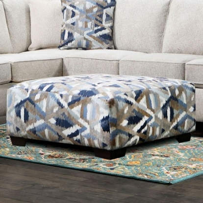 Furniture Of America Heathfield Contemporary Chenille, Solid Wood, Others Multi Ottoman | SM5403-OT