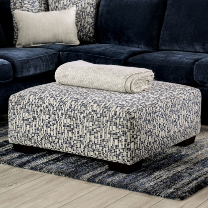 Furniture Of America Darlington Contemporary Ivory/Navy Ottoman Model SM5412-OT