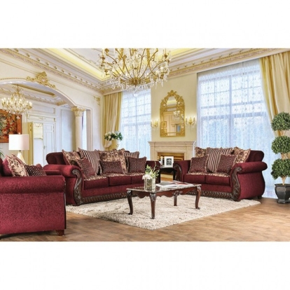 Furniture Of America Tabitha Traditional Wine-Gold Sofa Model SM6110-SF