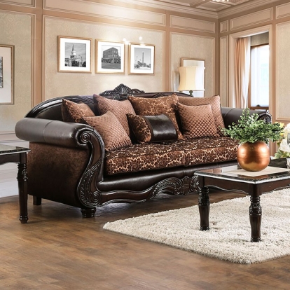 Furniture Of America Elpis Traditional Brown-Espresso Sofa Model SM6404-SF