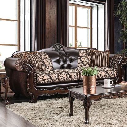 Furniture Of America Quirino Traditional Light Brown-Dark Brown Sofa Model SM6416-SF