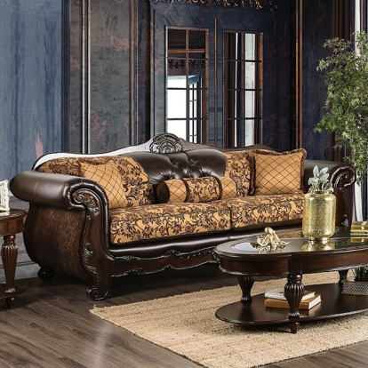 Furniture Of America Quirino Traditional Tan/Dark Brown Sofa Model SM6417-SF
