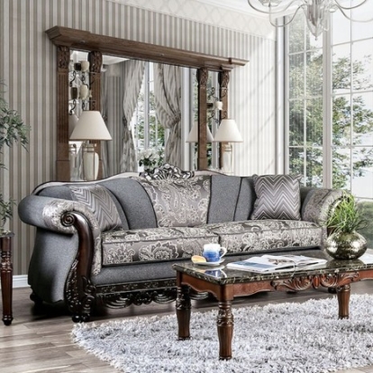 Furniture Of America Newdale Traditional Chenille, Solid Wood, Others Gray Sofa | SM6424-SF