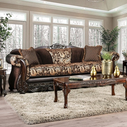 Furniture Of America Newdale Traditional Brown-Gold Sofa Model SM6427-SF