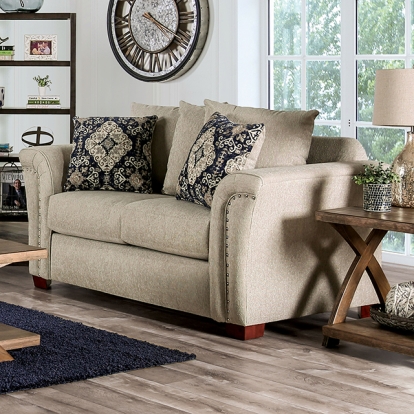 Furniture Of America Belsize Transitional Beige-Navy Loveseat Model SM6438-LV