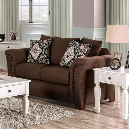 Furniture Of America Belsize Transitional Chocolate-Tan Loveseat Model SM6439-LV