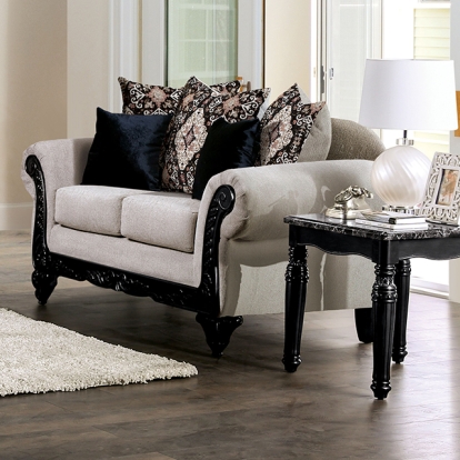 Furniture Of America Molfetta Traditional Light Brown-Black Loveseat Model SM7304-LV