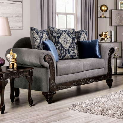 Furniture Of America Gustavo Traditional Gray-Walnut Loveseat Model SM7306-LV