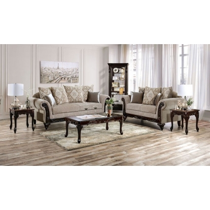 Furniture Of America Panozzo Traditional Beige-Walnut Loveseat Model SM7308-LV