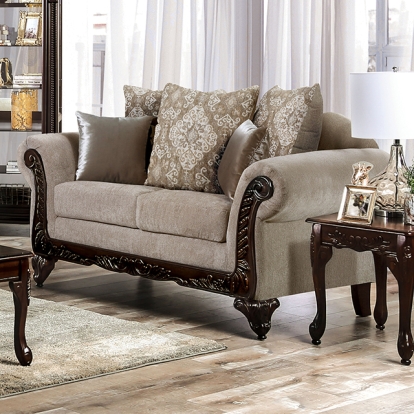Furniture Of America Panozzo Traditional Beige-Walnut Loveseat Model SM7308-LV