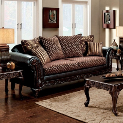 Furniture Of America San Roque Traditional Brown-Espresso-Dark Cherry Sofa Model SM7635N-SF