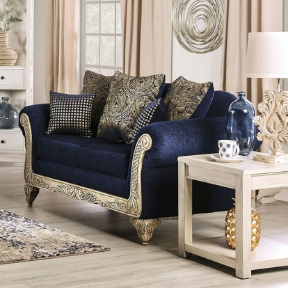 Furniture Of America Marinella Traditional Royal Blue Loveseat Model SM7744-LV