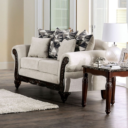 Furniture Of America Cassani Traditional Light Gray-Walnut Loveseat Model SM7756-LV