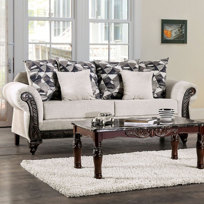 Furniture Of America Cassani Traditional Light Gray/Walnut Sofa Model SM7756-SF