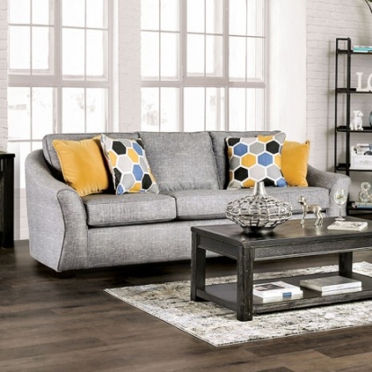 Furniture Of America Jarrow Transitional Linen-Like, Solid Wood Light Gray Sofa | SM8001-SF