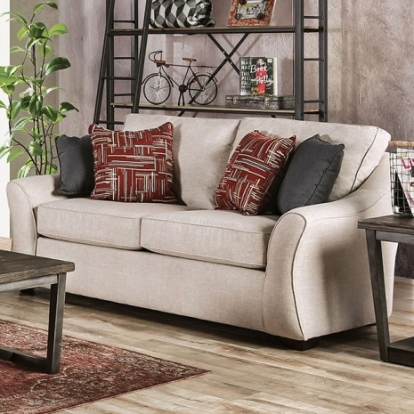 Furniture Of America Jarrow Transitional Linen-Like, Solid Wood Ivory Loveseat | SM8003-LV