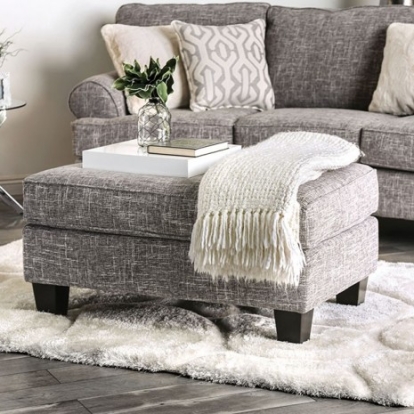 Furniture Of America Pierpont Transitional Burlap Weave, Wood, Others Gray Ottoman | SM8012-OT