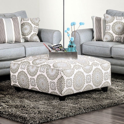 Furniture Of America Misty Transitional Ivory-Pattern Ottoman Model SM8141-OT