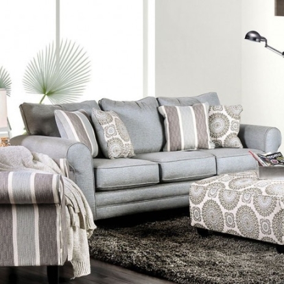 Furniture Of America Misty Transitional Fabric, Solid Wood Blue Gray Sofa | SM8141-SF