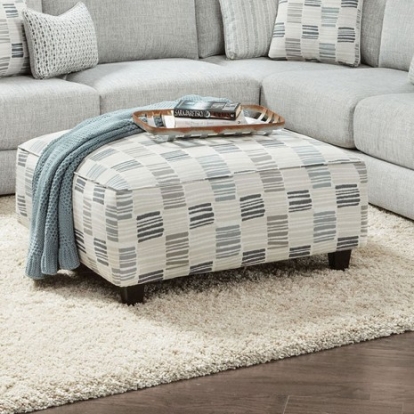 Furniture Of America Pelham Transitional Soft Weave Fabric, Solid Wood Stripe Multi Ottoman | SM8189-OT