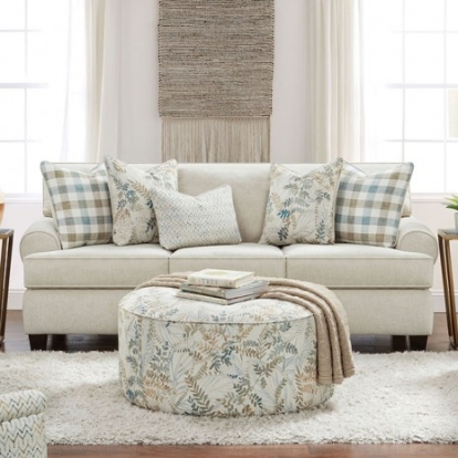 Furniture Of America Cadigan Transitional Chenille, Solid Wood Ivory Loveseat | SM8191-LV
