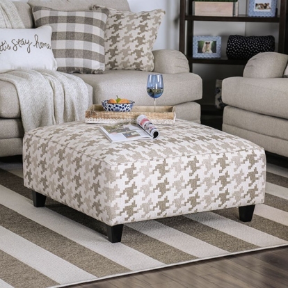 Furniture Of America Christine Transitional Light Gray-Pattern Ottoman Model SM8280-OT