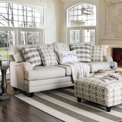 Furniture Of America Christine Transitional Linen-Like, Solid Wood Light Gray Sofa | SM8280-SF