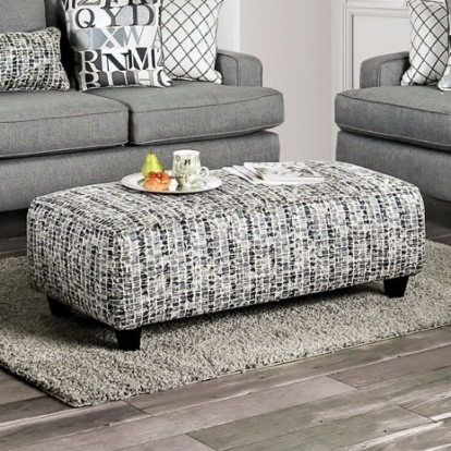 Furniture Of America Verne Transitional Linen-Like, Solid Wood, Others Pattern Ottoman | SM8330-OT