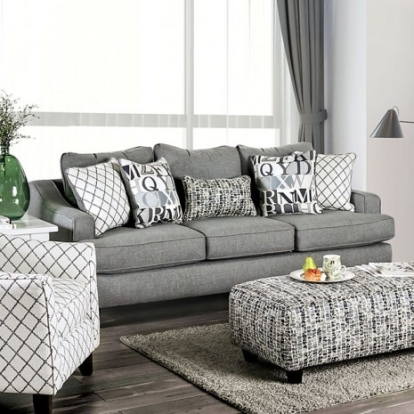 Furniture Of America Verne Transitional Linen-Like, Solid Wood, Others Bluish Gray Sofa | SM8330-SF