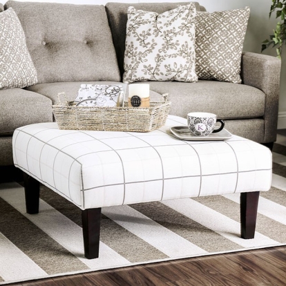 Furniture Of America Dorset Transitional Ivory-Pattern Ottoman Model SM8564-OT