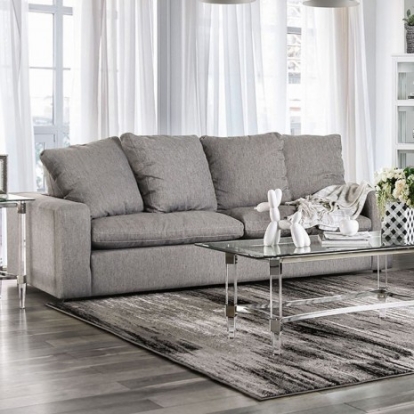 Furniture Of America Acamar Contemporary Linen-Like, Solid Wood, Others Gray Sofa | SM9104-SF