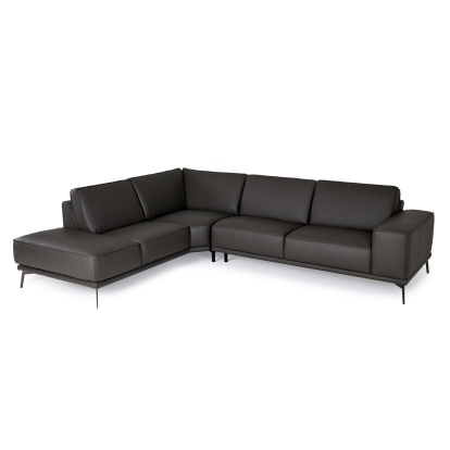 Lamod Italia Soho Italian Left Facing Grey Nirvana Fume Leather Sectional Sofa Grey Sectional Sofa 81958 VGDTSOHO-LAF-GRY-SECT-SOFA