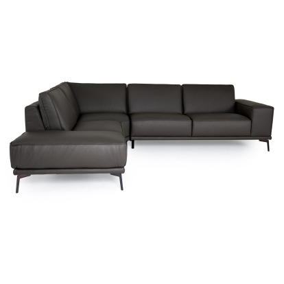 Lamod Italia Soho Italian Left Facing Grey Nirvana Fume Leather Sectional Sofa Grey Sectional Sofa 81958 VGDTSOHO-LAF-GRY-SECT-SOFA